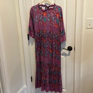 Madison Matthews maxi dress. Block print cotton.